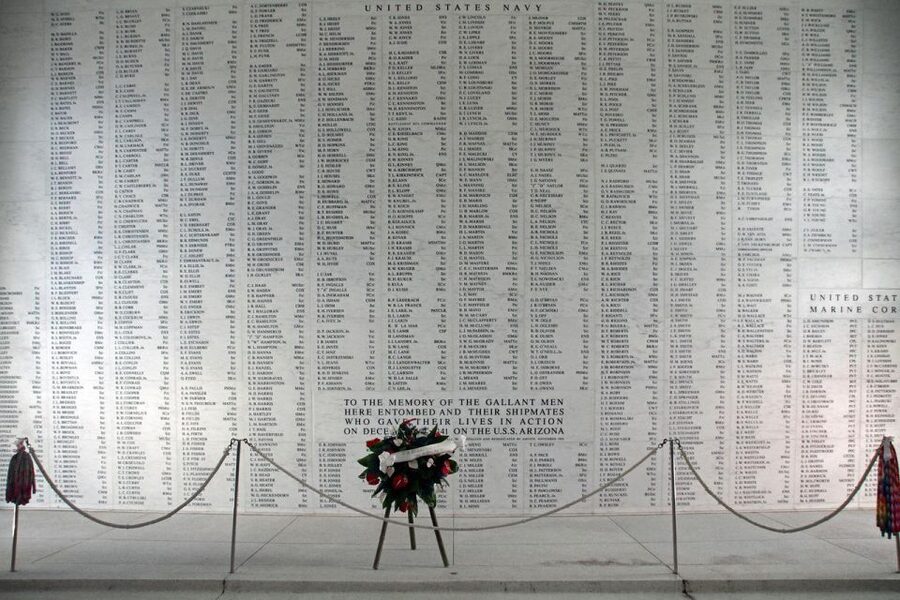 From Waikiki: Pearl Harbor USS Arizona Memorial Program - The Attack Gallery and the boat to the memorial