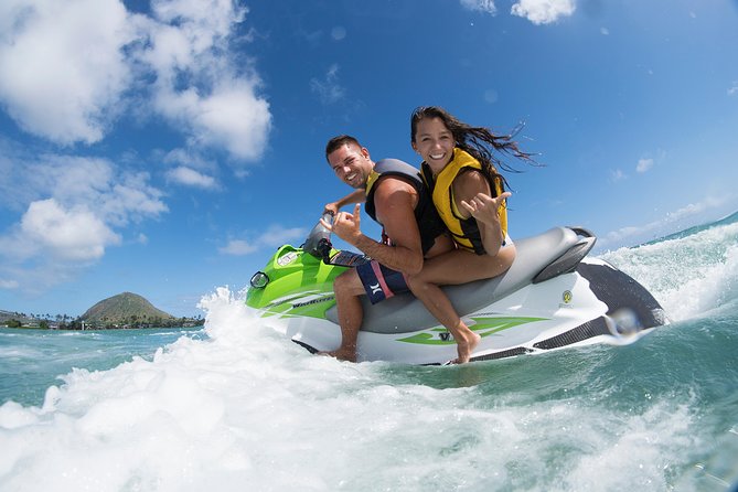 Jet Ski Ride Maunalua Bay. Tandem-2 people ride-price per person - Clothing, goggles, and physical effort