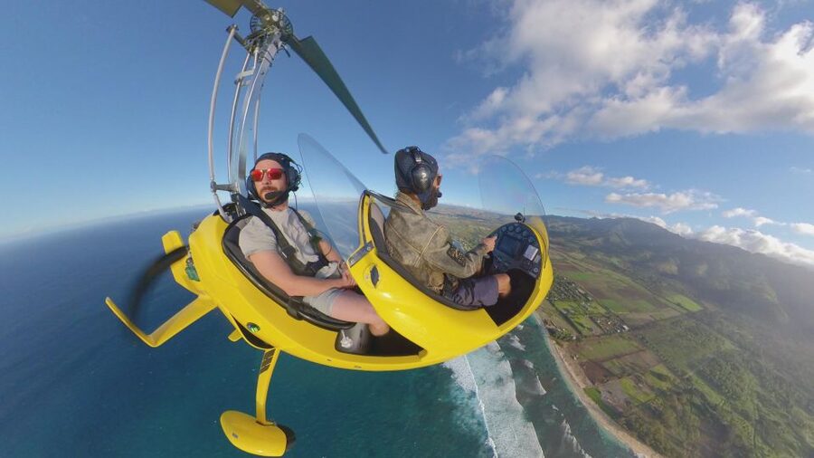 Oahu: Gyroplane Flight over North Shore of Oahu Hawaii - Arriving at Dillingham Airfield