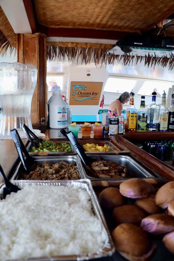 Oahu: Snorkeling & Dolphin Watch Cruise w/ Luau Style Buffet - A Hawaiian buffet with real island flavors