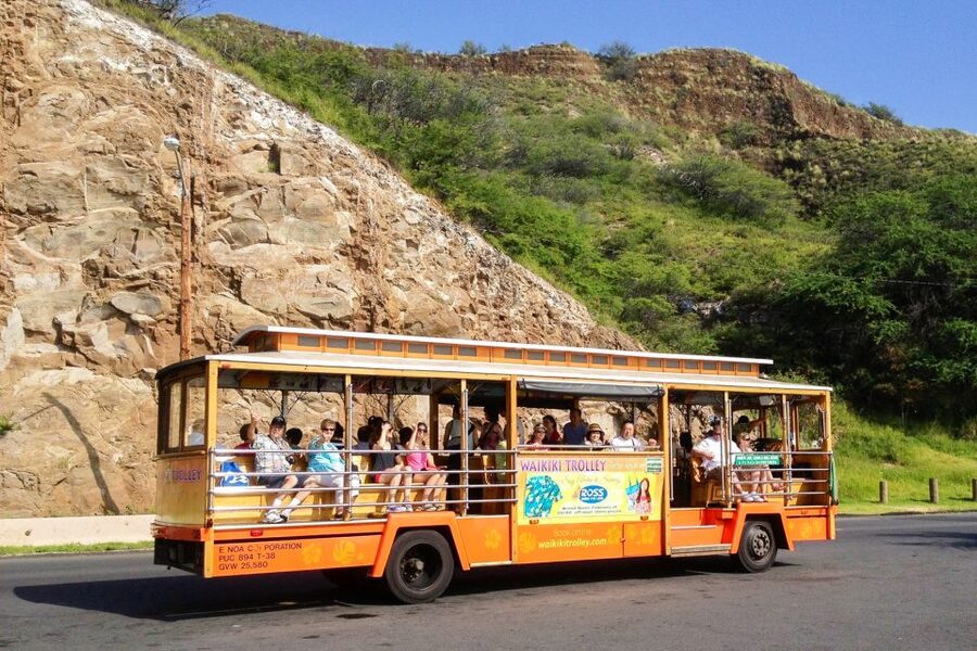 Oahu: Waikiki Trolley Hop-on Hop-off All-Line Pass - Blue Line along the coast toward Sea Life Park