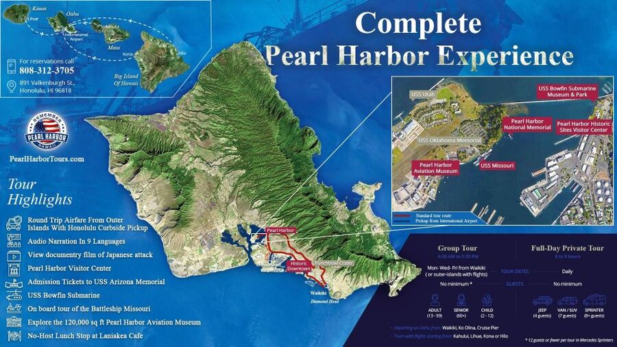 Pearl Harbor and Oahu Circle Island Tour FROM KONA - Pearl Harbor first, while the morning is fresh